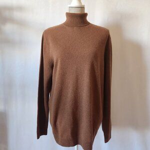 Massimo Dutti Women's Size X-Large Brown Wool Cashmere Blend Turtleneck Sweater